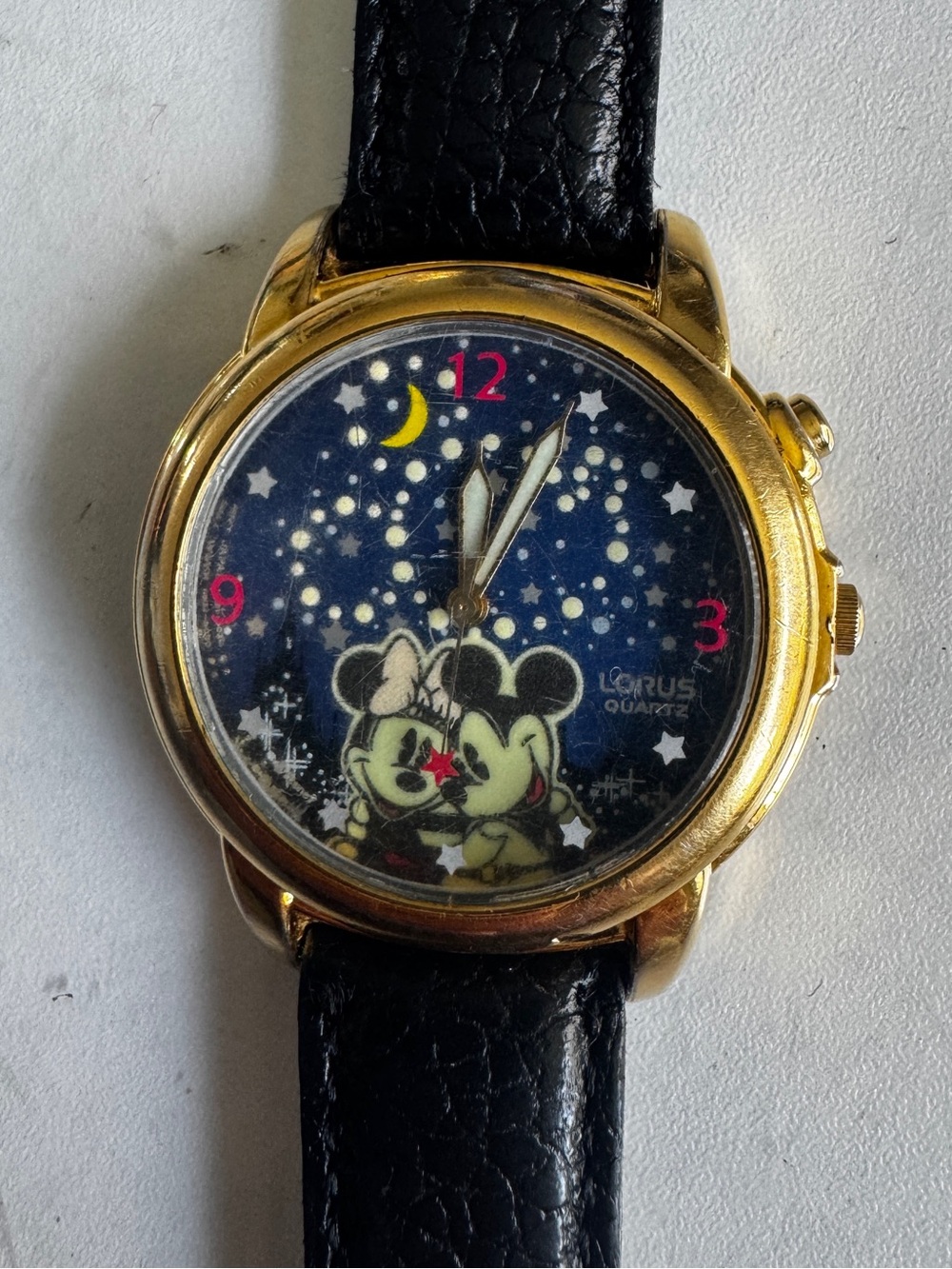 Vintage Lorus Disney Mickey Minnie Mouse Musical Watch Glow Dark New Battery